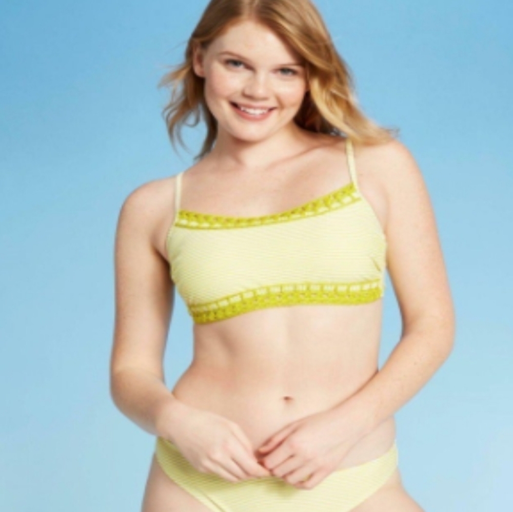 NWT Xhilaration Lime Crochet Swim Top